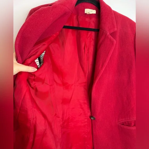 J. Crew vintage wool cashmere Vibrant oversized Red Women's Blazer size 10 - Picture 9 of 10